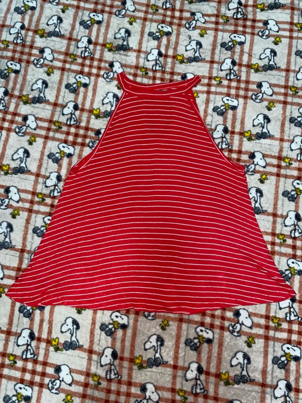 SO Relax Fit Red and White Striped Halter Tank